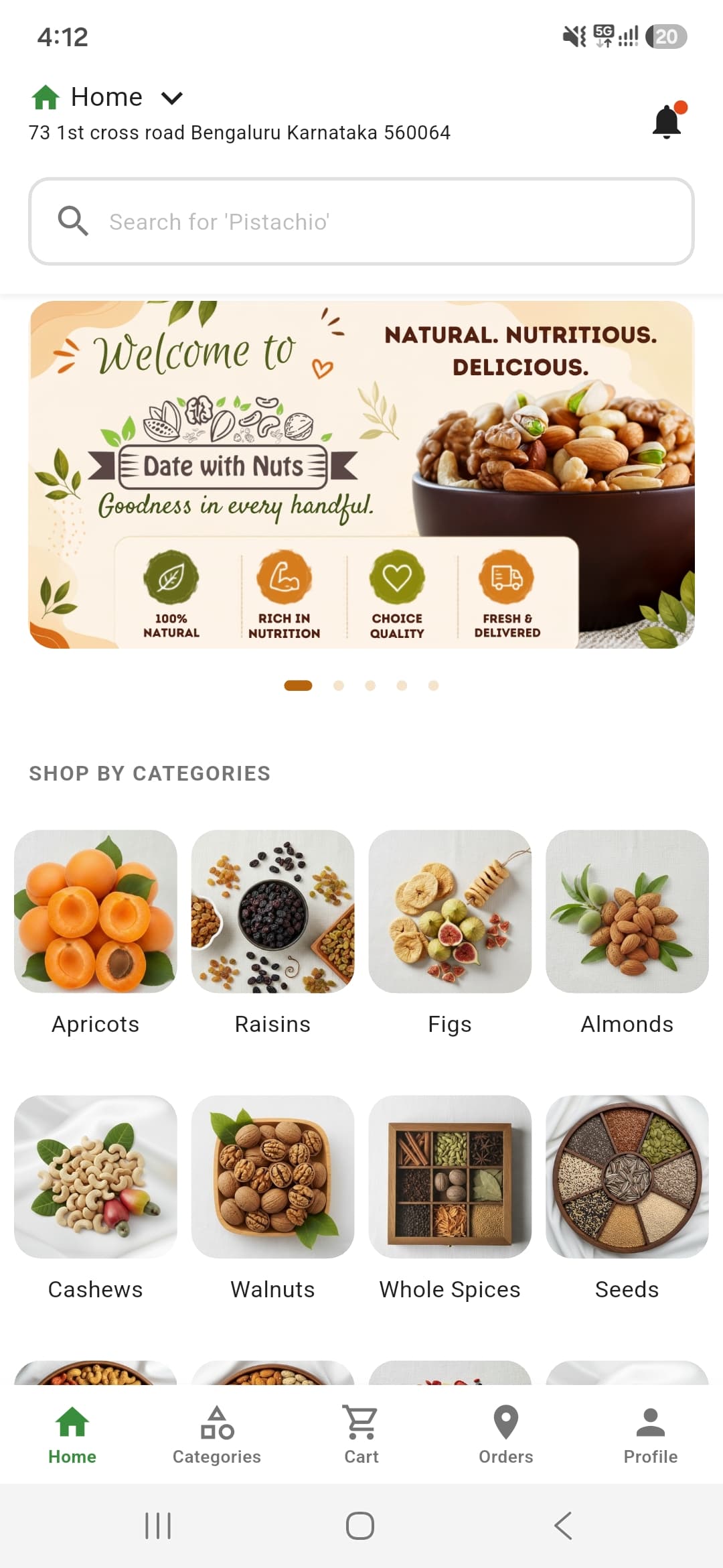 Date with Nuts mobile application